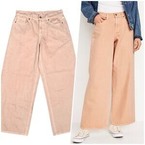 Old Navy | Women | Peach Mid Rise Baggy Wide Leg Casual Fun Denim Jeans | Size 8